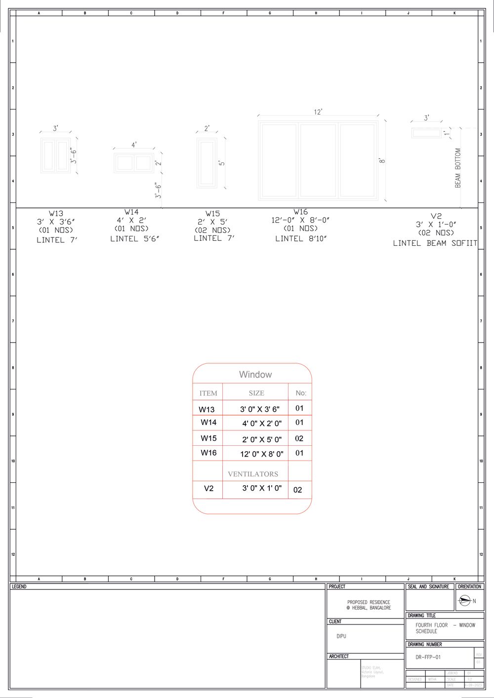 Fourth Floor Window Schedule